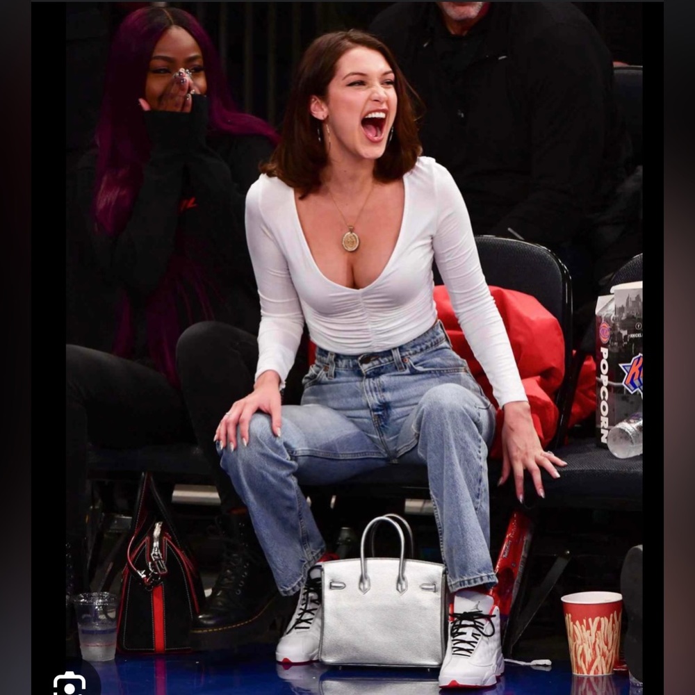 Bella Hadid Inspired White & Black Ruffled Long Sleeves (2 shirts) - Picture 2 of 7
